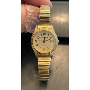 Womens Gold Tone Milan Watch, Date, Expansion Band